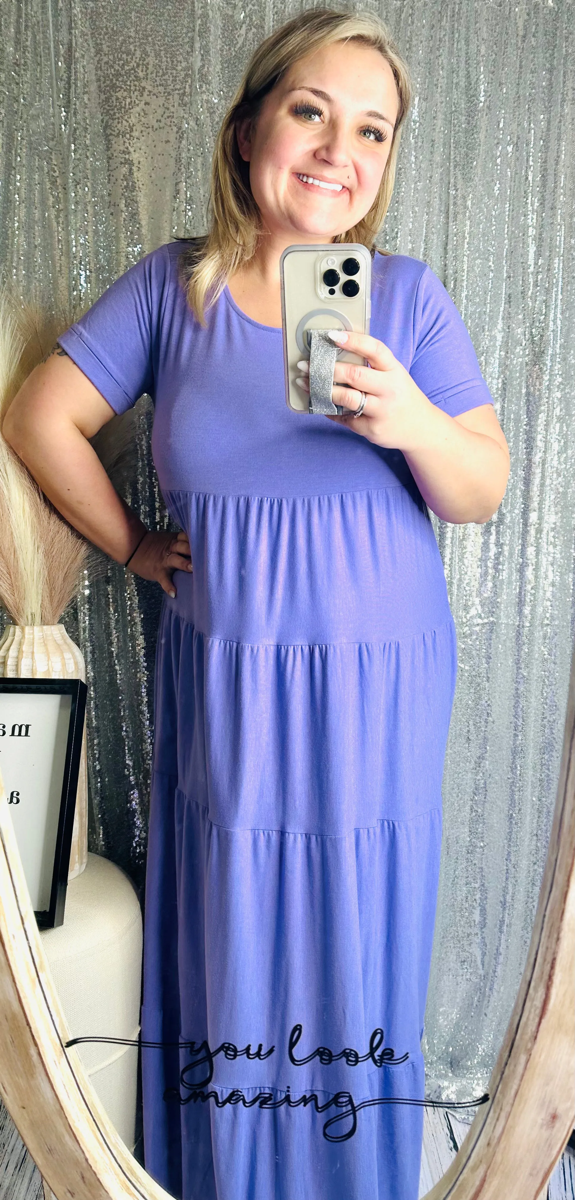 1 : Zenana - Teired Babydoll Flowy Maxi Dress