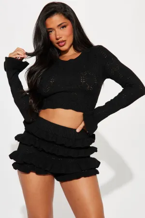 All Ruffled Up Short Set - Black