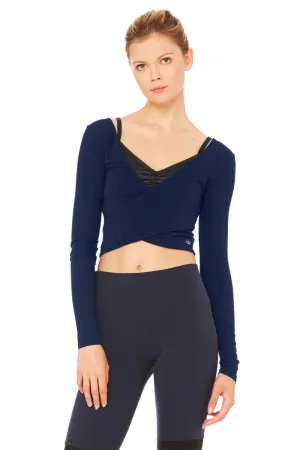 Amelia Long Sleeve Crop - Rich Navy