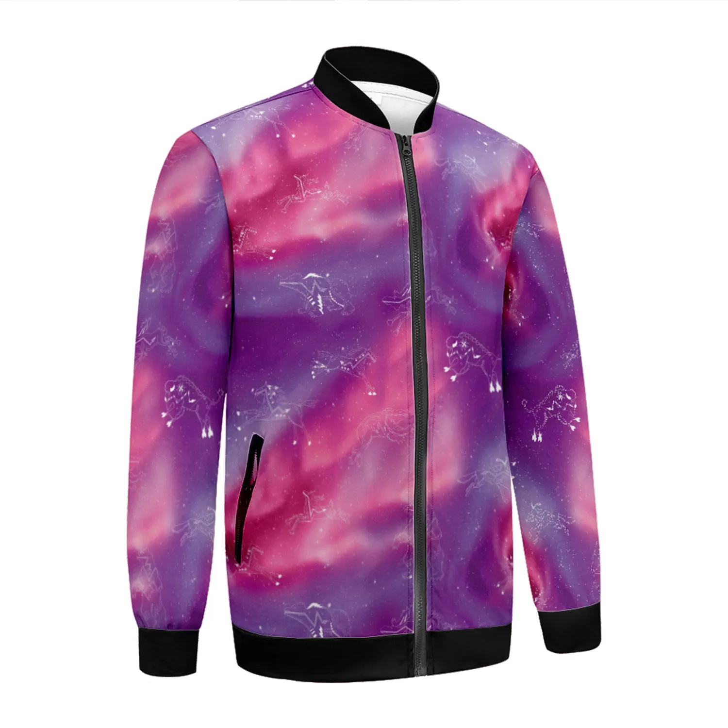 Animal Ancestors 7 Aurora Gases Pink and Purple Zippered Collared Lightweight Jacket