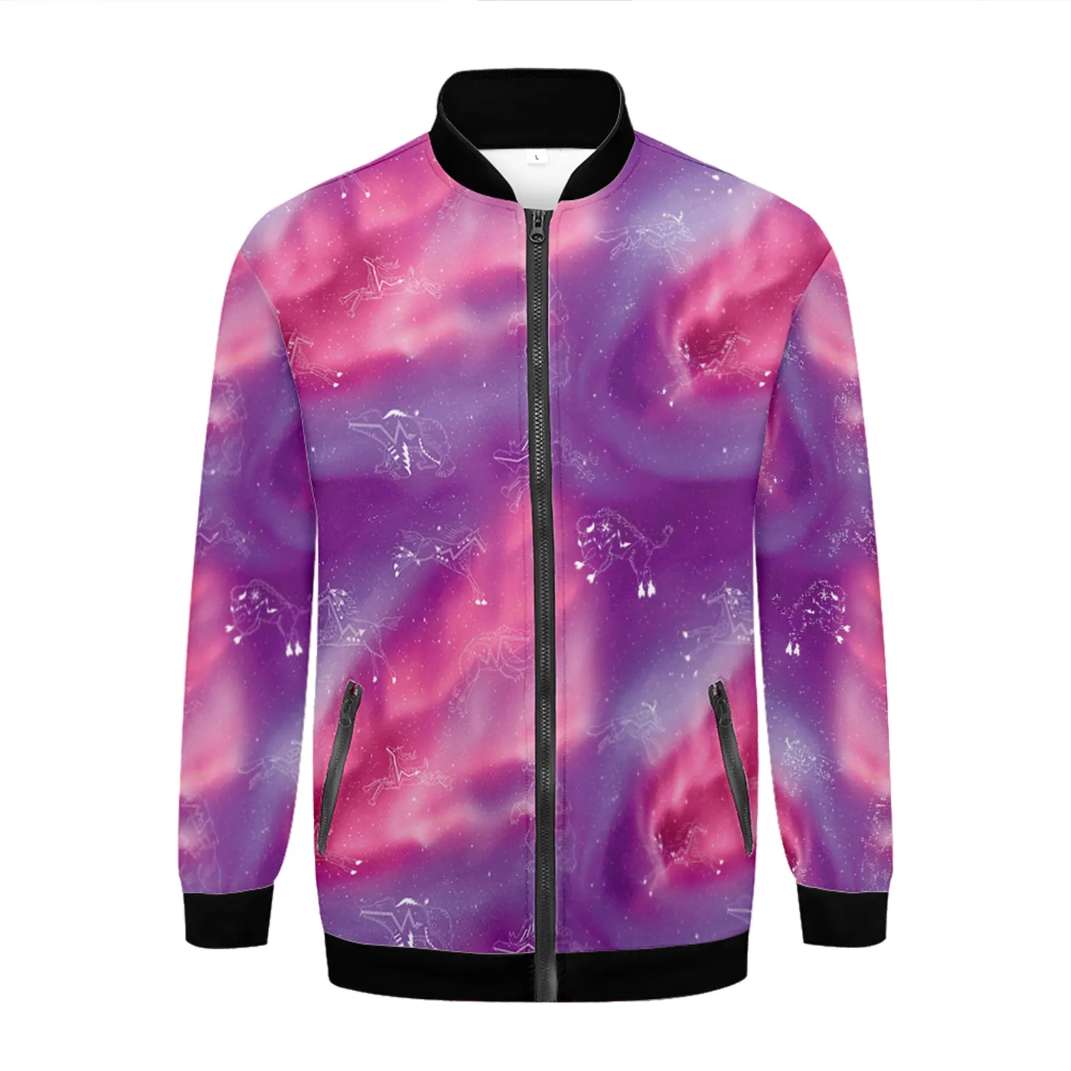 Animal Ancestors 7 Aurora Gases Pink and Purple Zippered Collared Lightweight Jacket