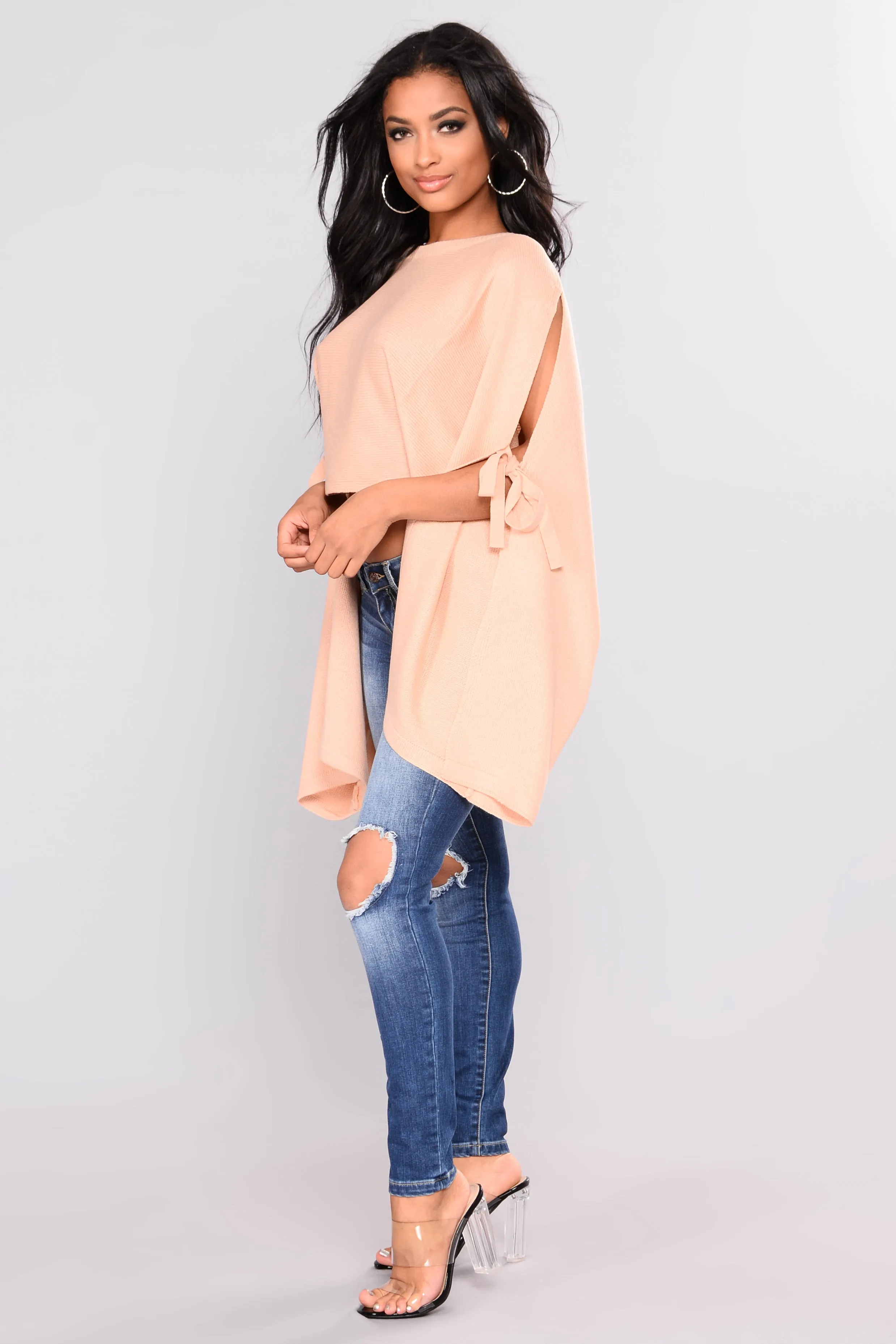 Arosa Tie Sleeve Sweater - Blush