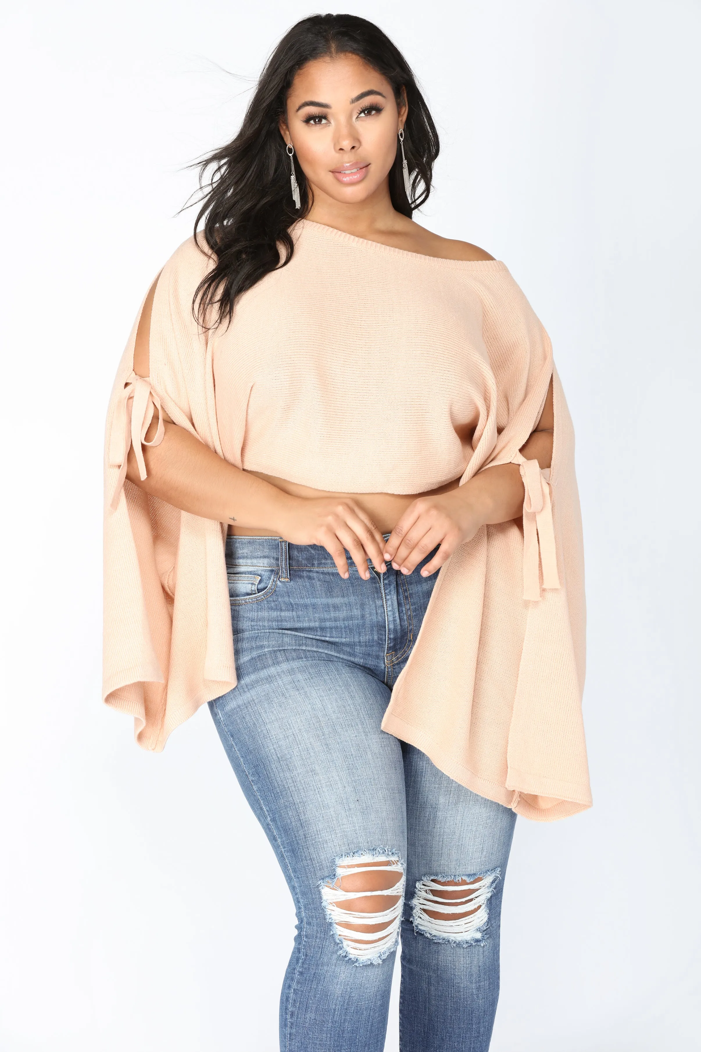 Arosa Tie Sleeve Sweater - Blush