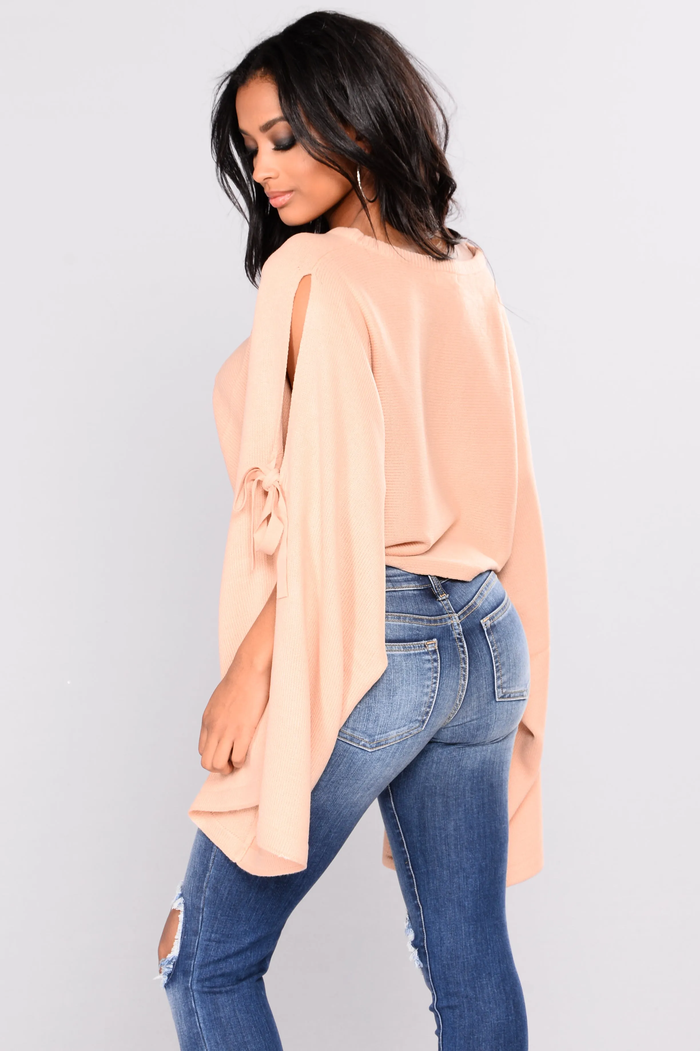 Arosa Tie Sleeve Sweater - Blush