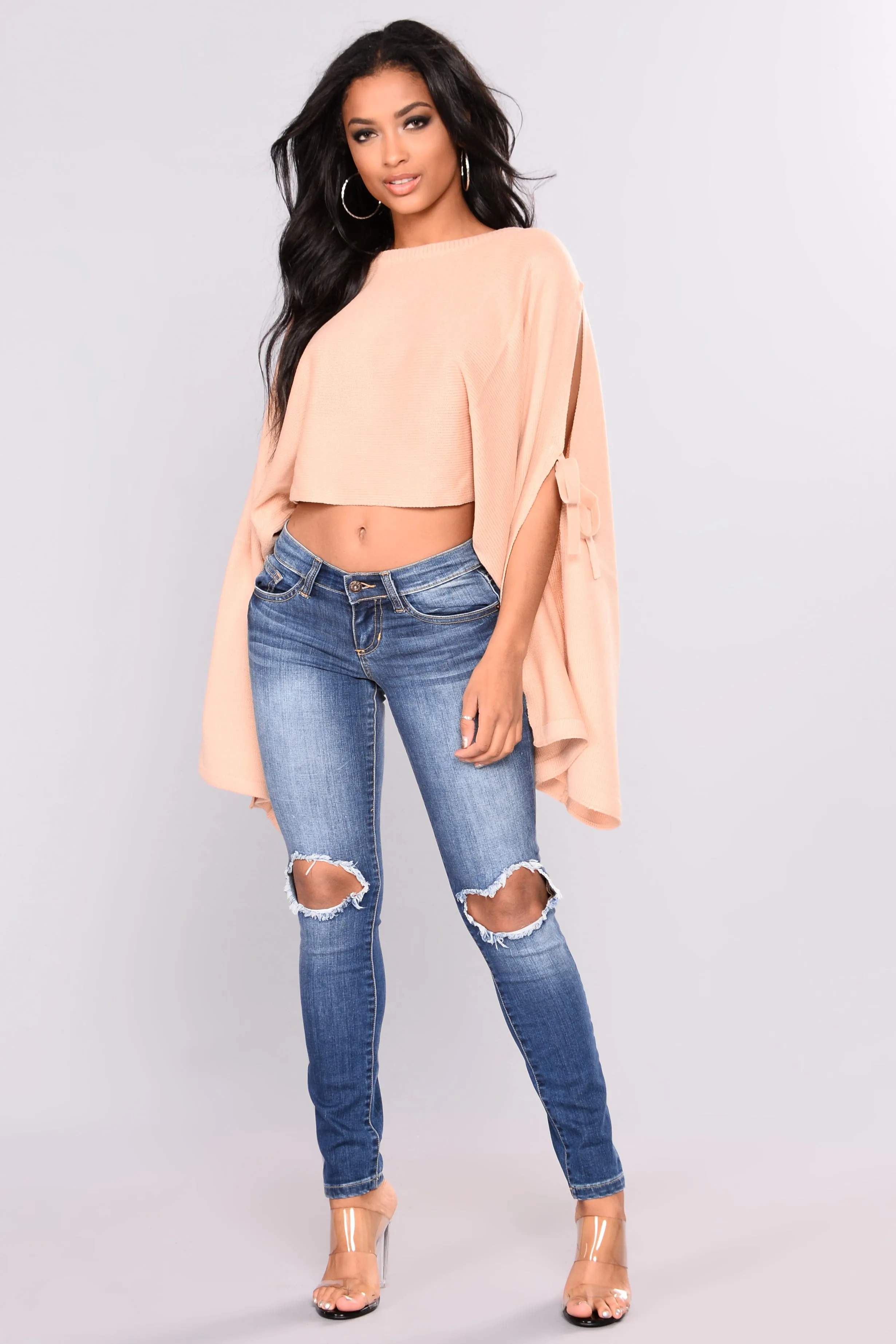 Arosa Tie Sleeve Sweater - Blush