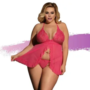 Ashella Lingerie Samantha Queen Babydoll & G-String Pink