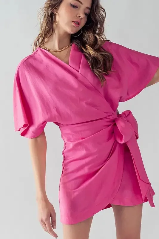 Azalea Flutter Sleeve Wrap Mini Dress