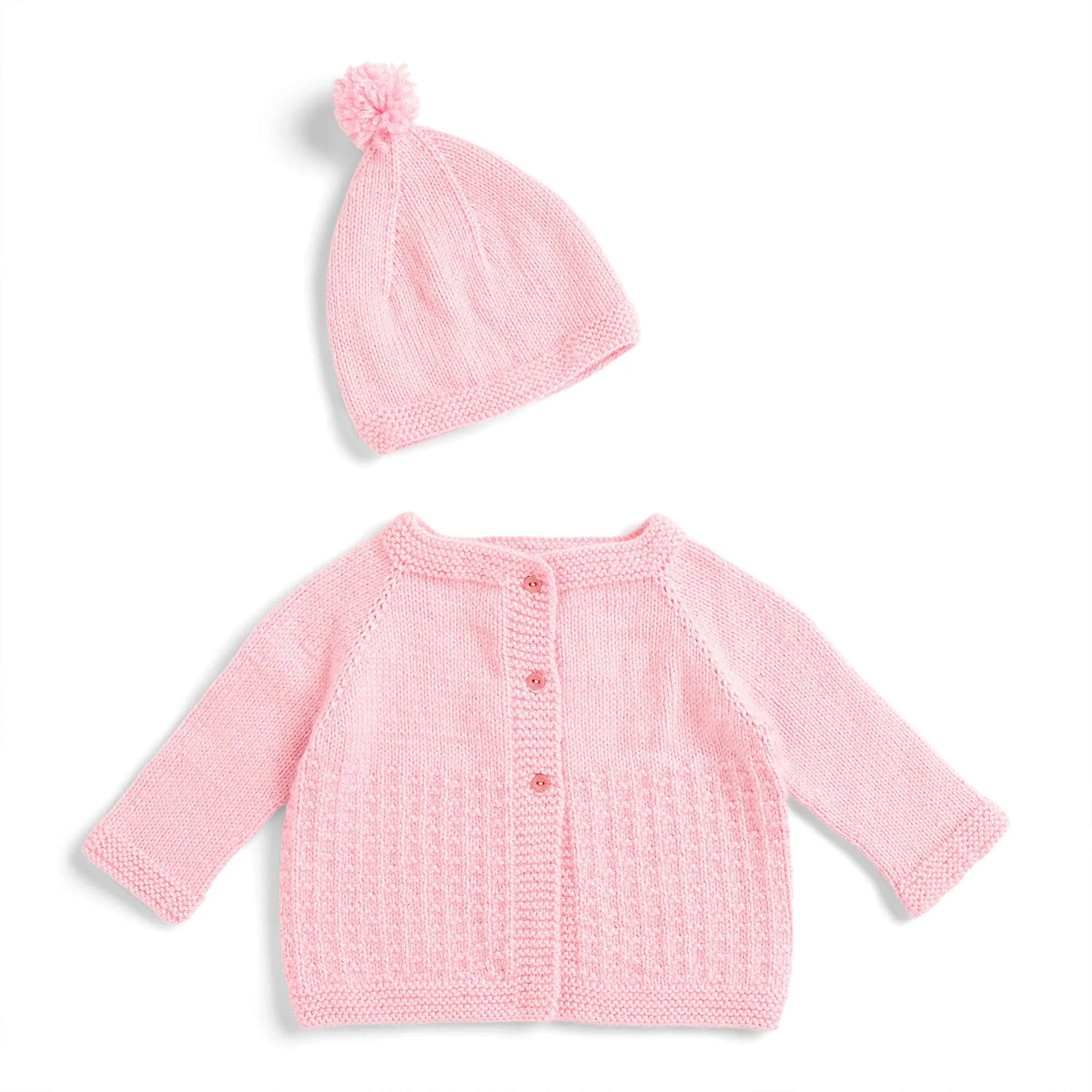 Bernat Knit Yoke Baby Cardigan & Hat