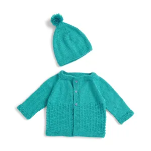 Bernat Knit Yoke Baby Cardigan & Hat