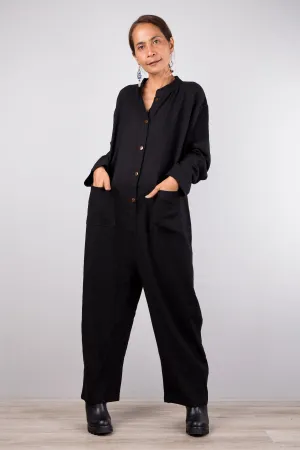 Black linen jumpsuit