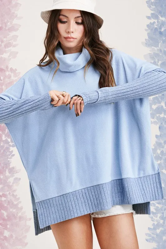 Brushed Knit Turtleneck Top