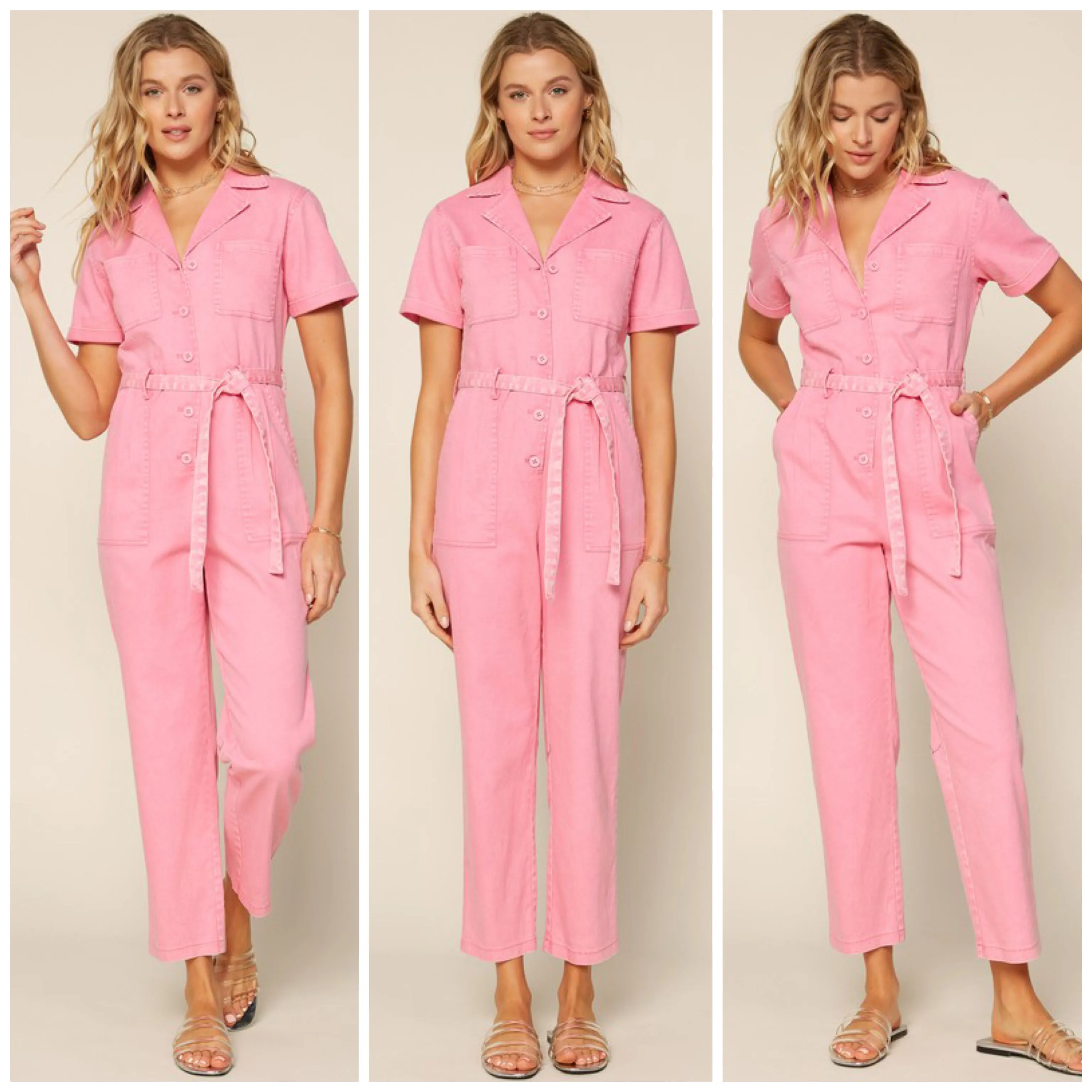 Cassandra Short Sleeve Cotton Utility Jumpsuit