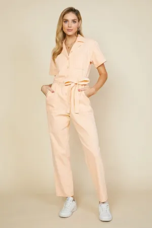 Cassandra Short Sleeve Cotton Utility Jumpsuit