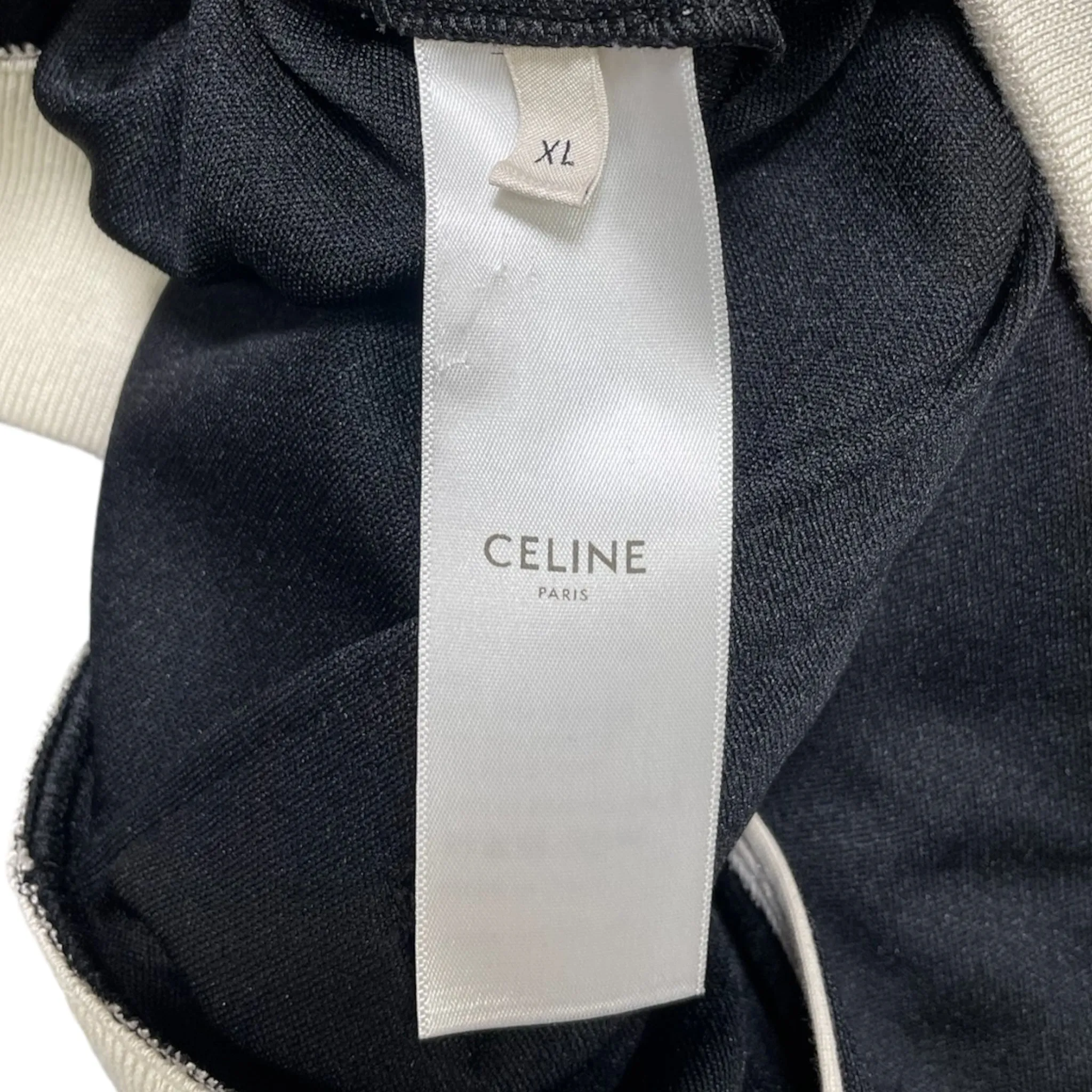 Celine Small Logo Track Jacket Black Cream Pre-Owned