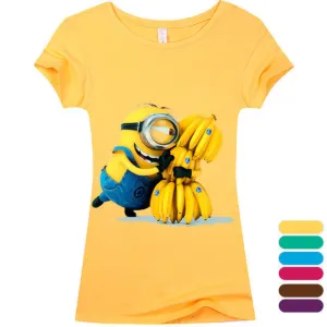 Copy of (Harajuku T Shirt)2016 Sexy cute Womens Lycra Tee T Shirt Ladies Minion Slim Summer 3d kawaii Women T-Shirts Minions Cartoon Top