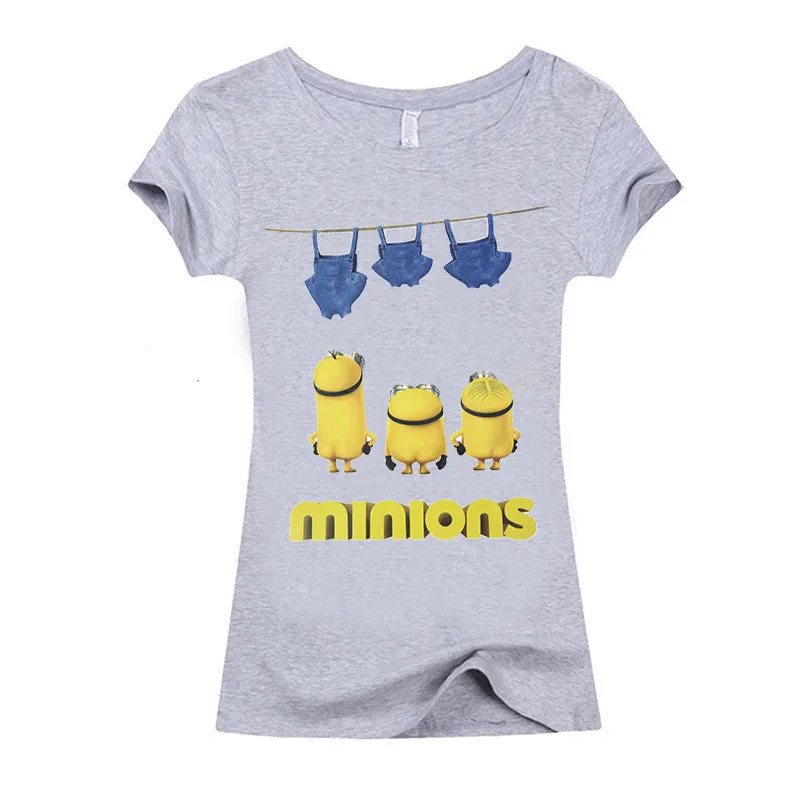 Copy of (Harajuku T Shirt)2016 Sexy cute Womens Lycra Tee T Shirt Ladies Minion Slim Summer 3d kawaii Women T-Shirts Minions Cartoon Top