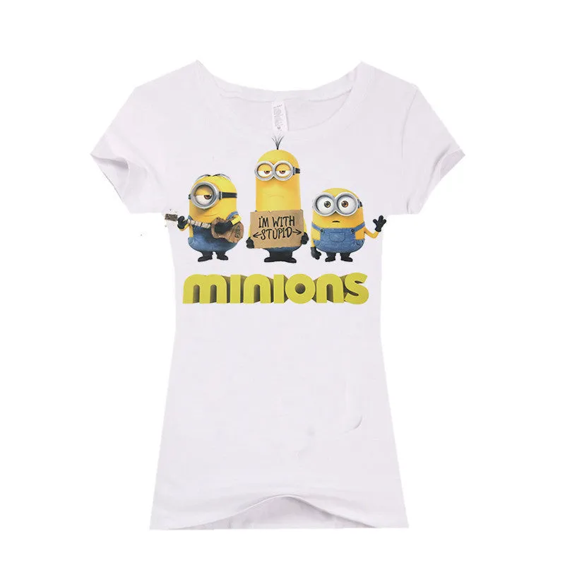 Copy of (Harajuku T Shirt)2016 Sexy cute Womens Lycra Tee T Shirt Ladies Minion Slim Summer 3d kawaii Women T-Shirts Minions Cartoon Top