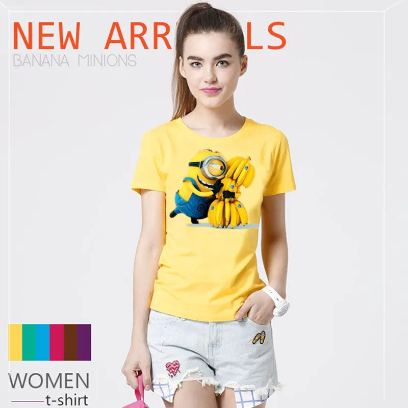 Copy of (Harajuku T Shirt)2016 Sexy cute Womens Lycra Tee T Shirt Ladies Minion Slim Summer 3d kawaii Women T-Shirts Minions Cartoon Top