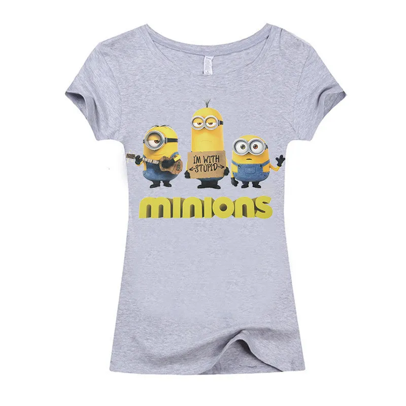 Copy of (Harajuku T Shirt)2016 Sexy cute Womens Lycra Tee T Shirt Ladies Minion Slim Summer 3d kawaii Women T-Shirts Minions Cartoon Top