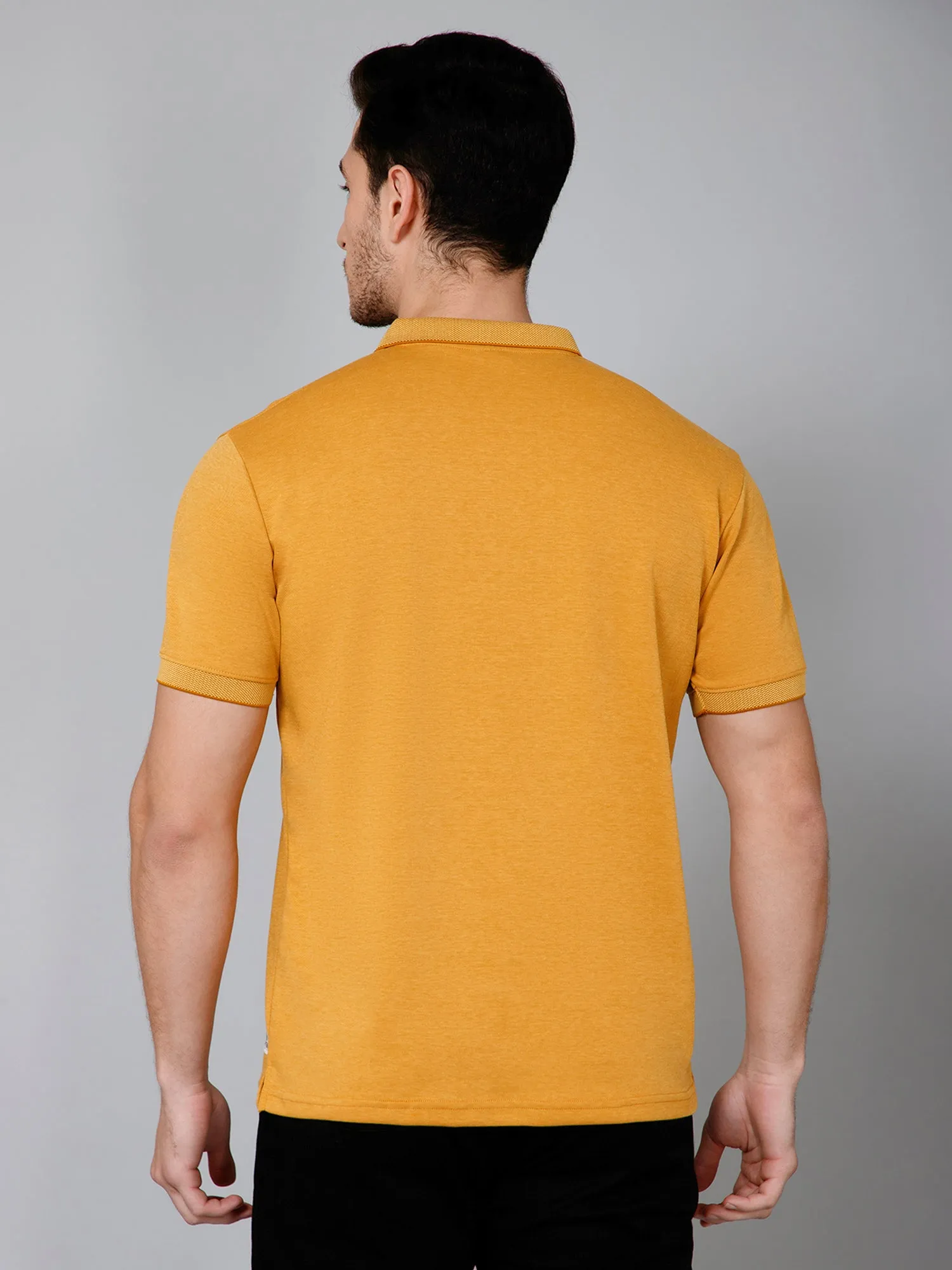 Cross Knit Mustard Polo T-shirt