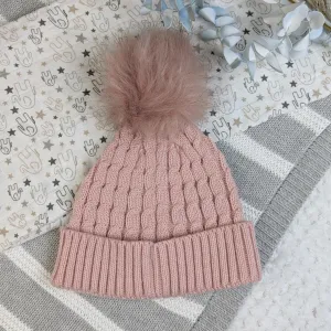 Dusky Pink Pom Pom Hat