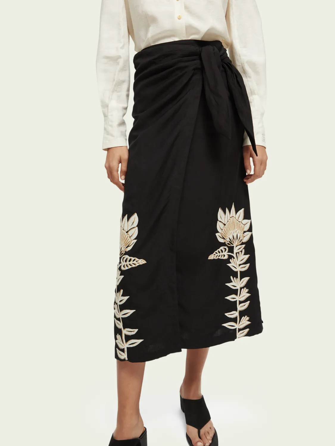 Embroidered Midi Skirt