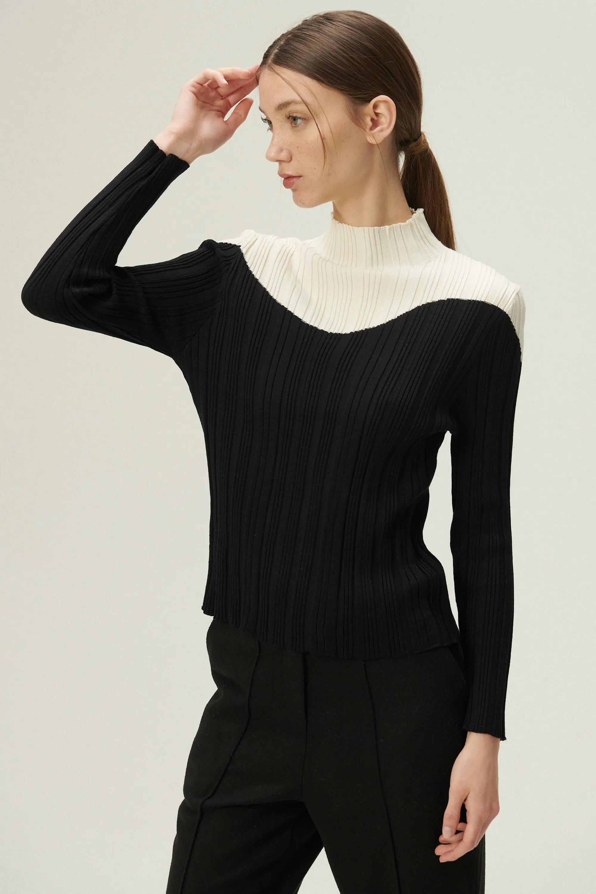 Eva Color Block Ribbed Knit Top