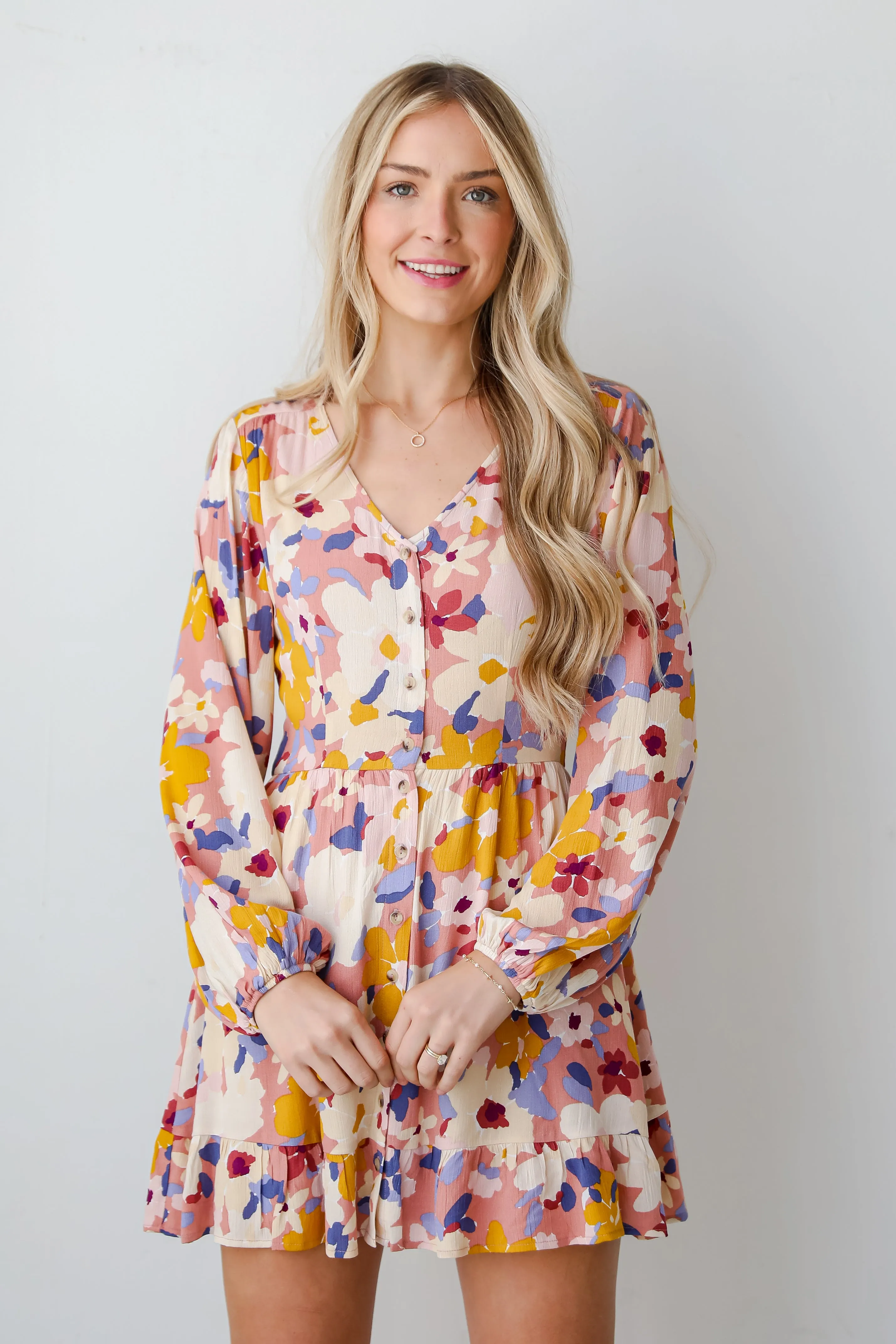 FINAL SALE - Simply Blissful Mauve Floral Babydoll Mini Dress