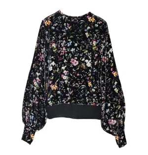 Floral Velvet Round neck Top