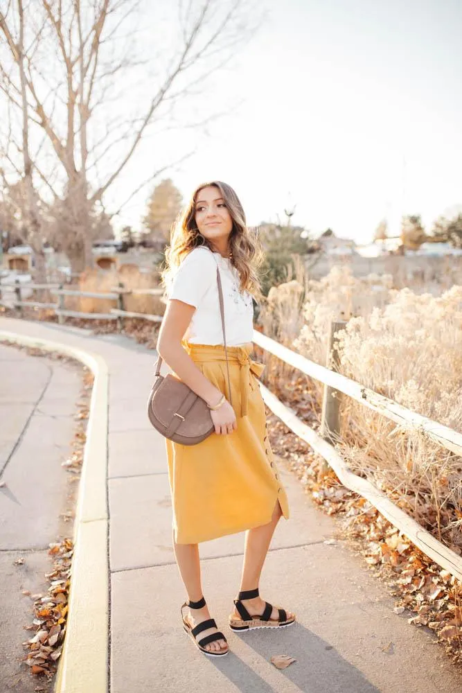 Ginger Midi Skirt in Mustard