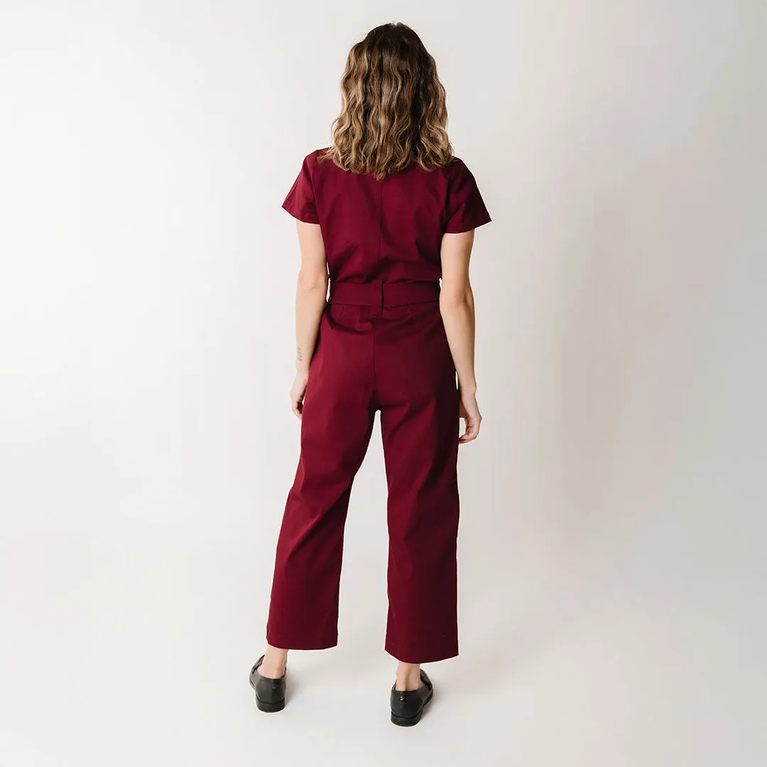 Hamptons Jumpsuit, Maroon Canvas