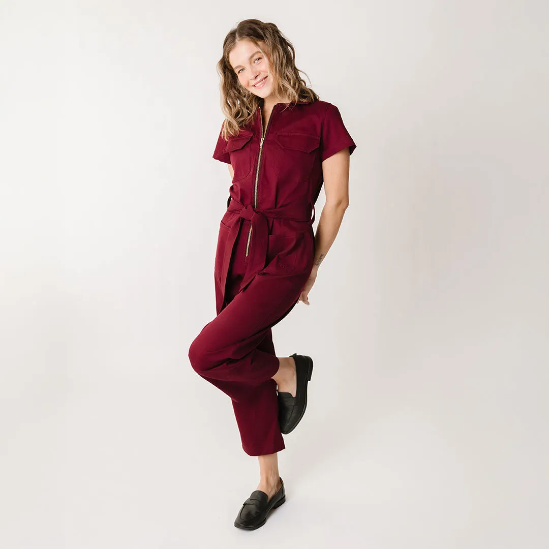 Hamptons Jumpsuit, Maroon Canvas