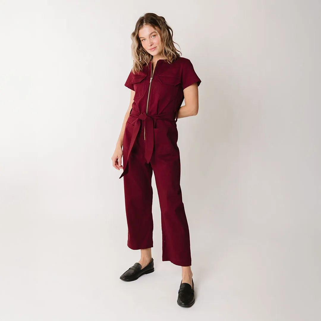 Hamptons Jumpsuit, Maroon Canvas