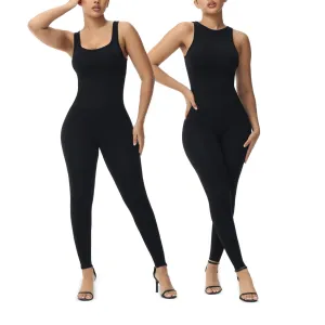 Jumpsuit for Women -  Reversible Neckline High Neck and Square Neck One Piece Tank Tops Bodycon Sleeveless Jumpsuit