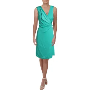 KENNETH COLE Women's Turquoise Satin Surplice Wrap Dress