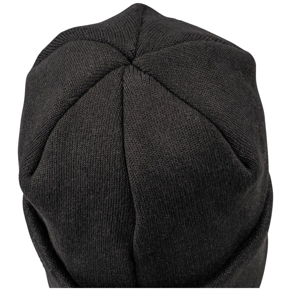 Klein 60569 Heavy Knit Hat, Black, Leather Logo