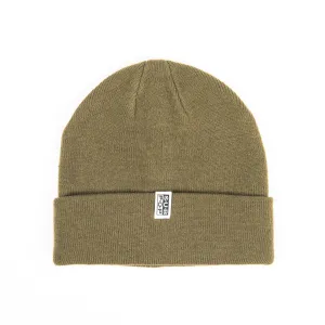 Knit Hat Logo Tag Tight Knit Olive