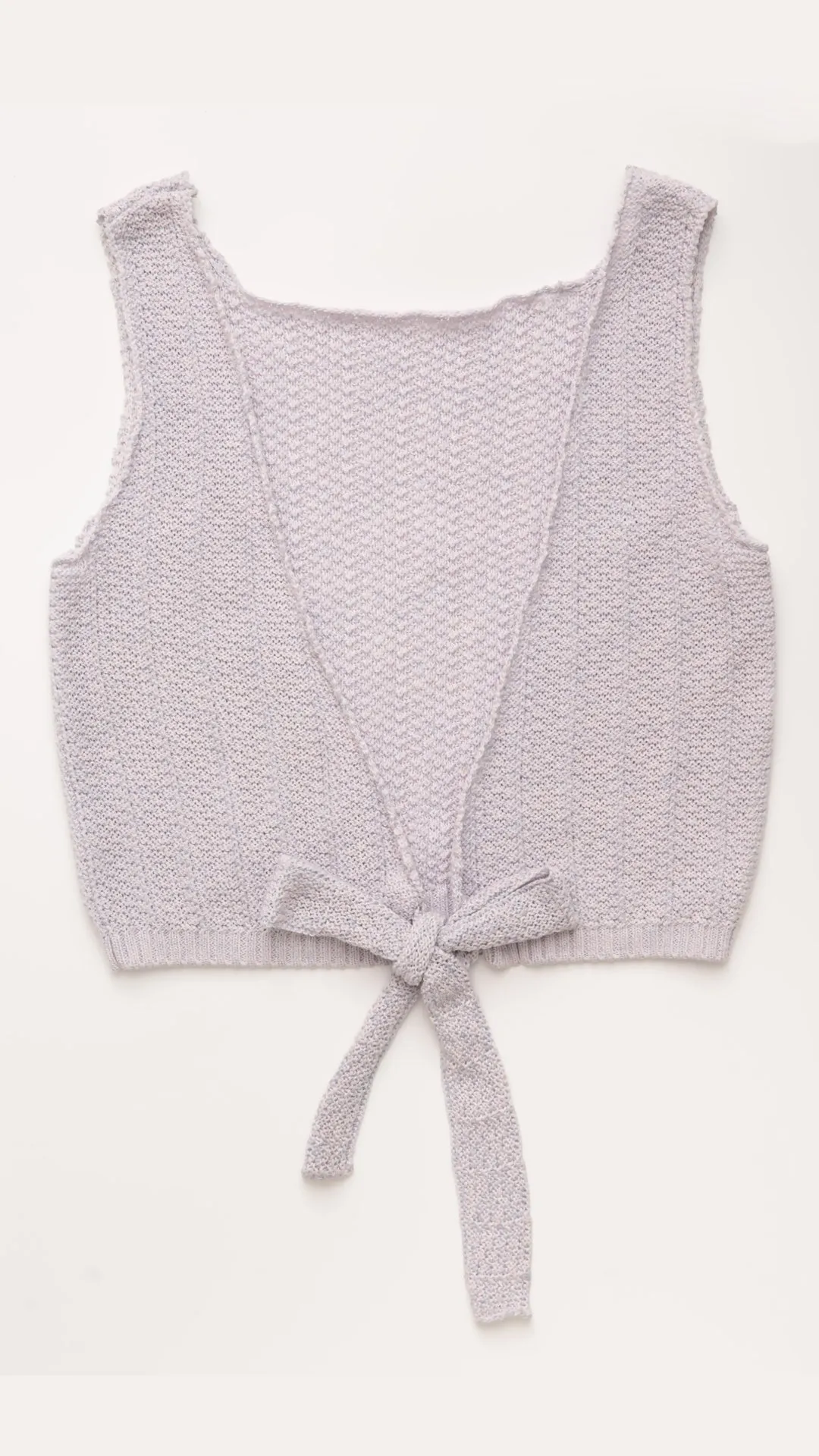 Knit Sleeveless Bow Purple Crop Top-TAKTAI