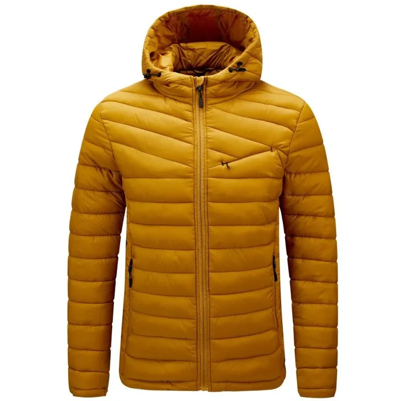 Men's Casual Warm Fleece Waterproof Hooded Parka Coat