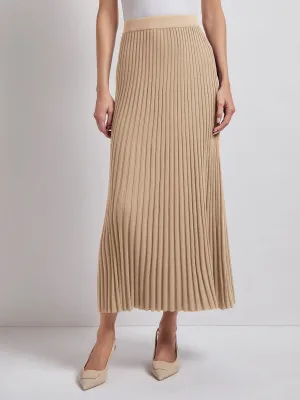 Midi A-Line Soft Ribbed Knit Skirt