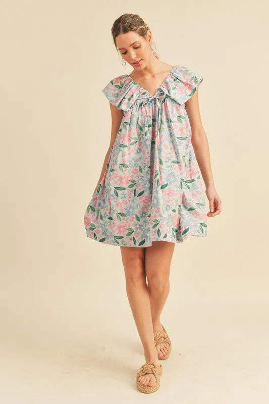 Mint Flutter Sleeve Babydoll Dress