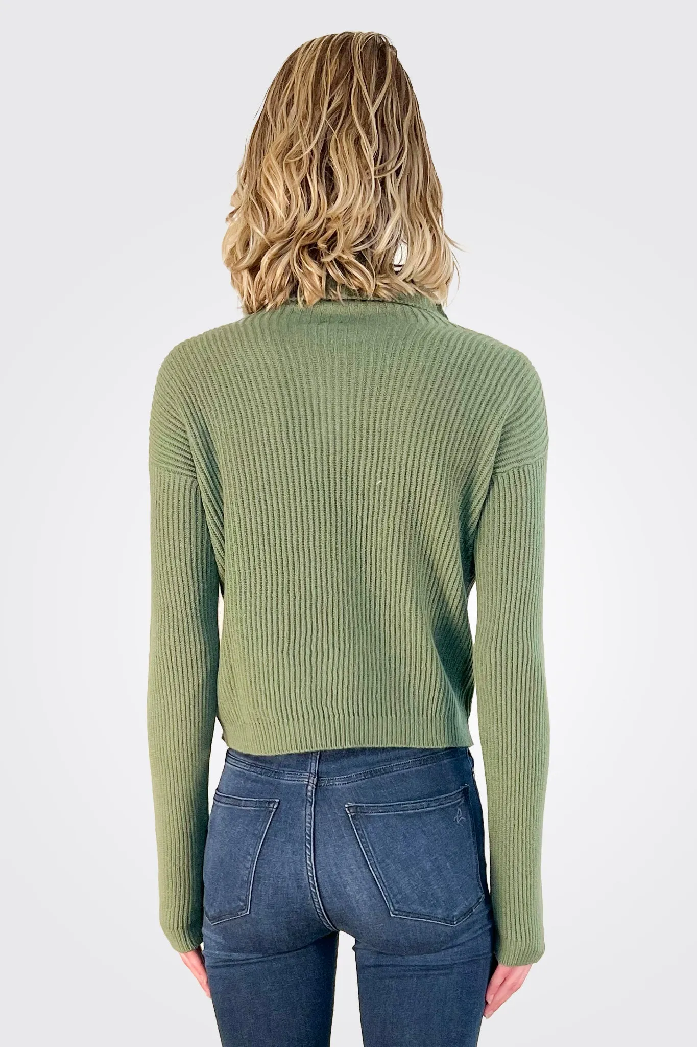 Mockneck Crop Sweater - Pesto