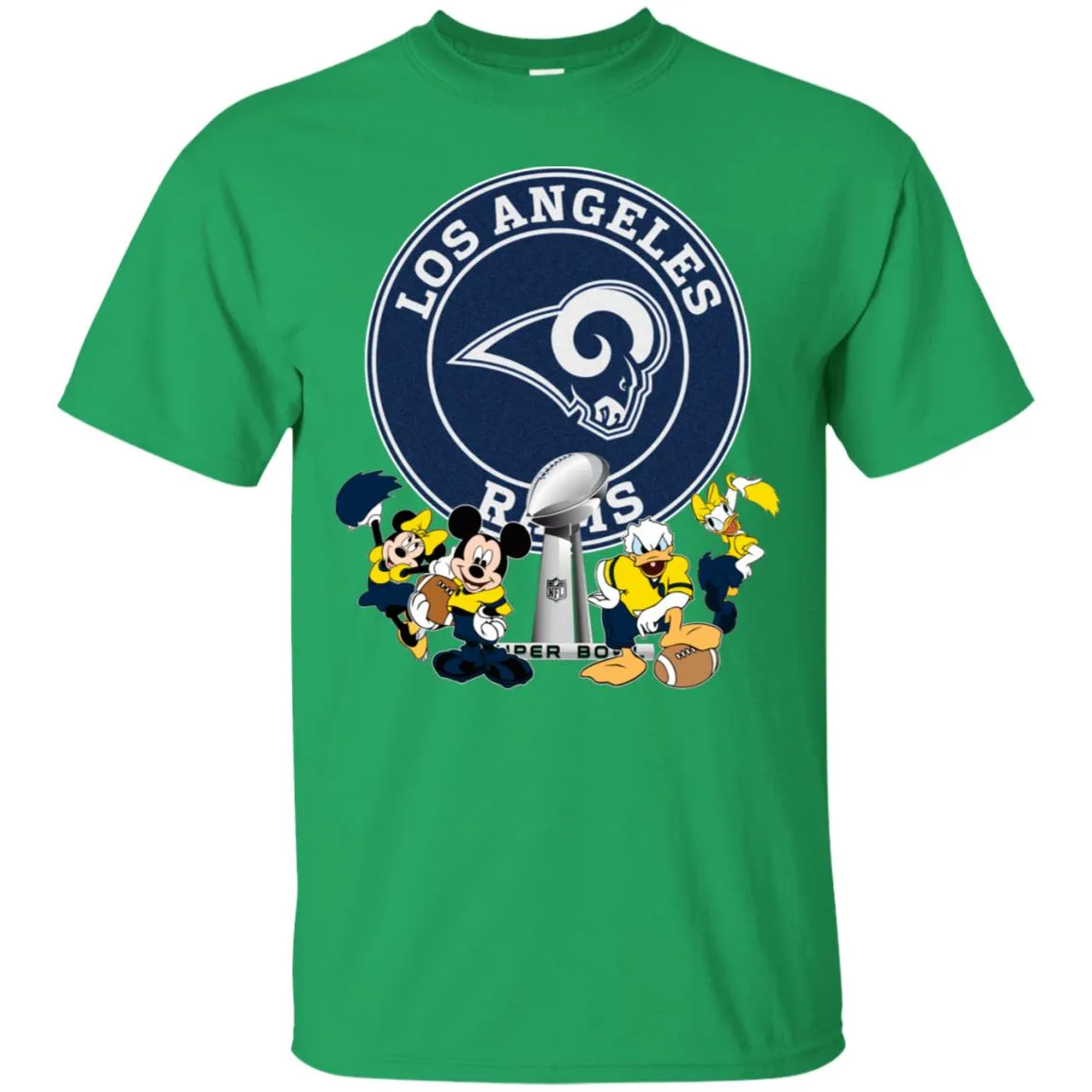 Nfl – Los Angeles Rams Super Bowl 2019 Mickey Mouse Minnie Mouse Donald Duck Daisy Duck Football Men Cotton T-Shirt