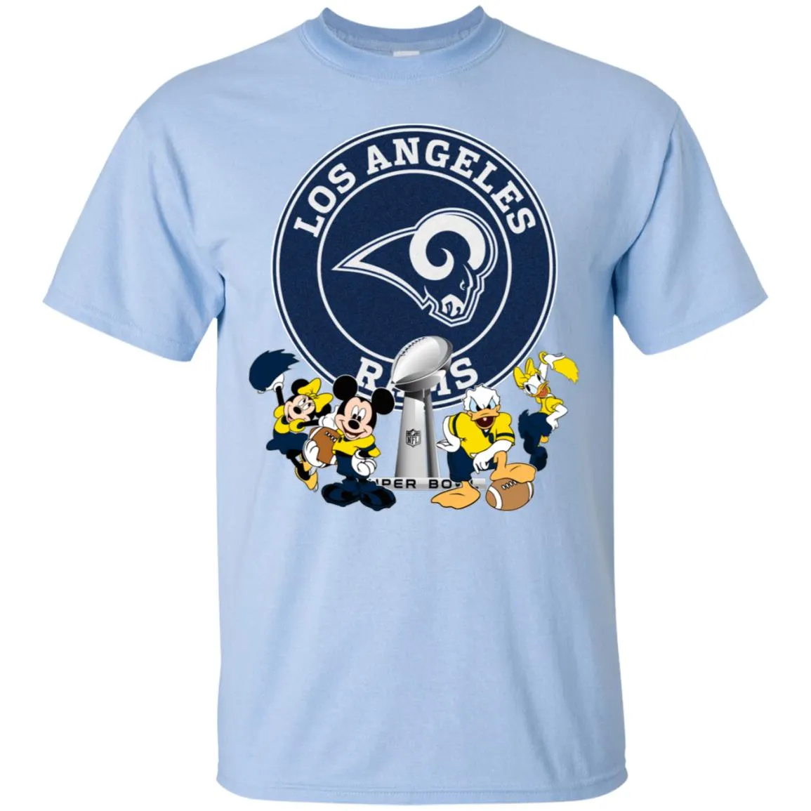 Nfl – Los Angeles Rams Super Bowl 2019 Mickey Mouse Minnie Mouse Donald Duck Daisy Duck Football Men Cotton T-Shirt