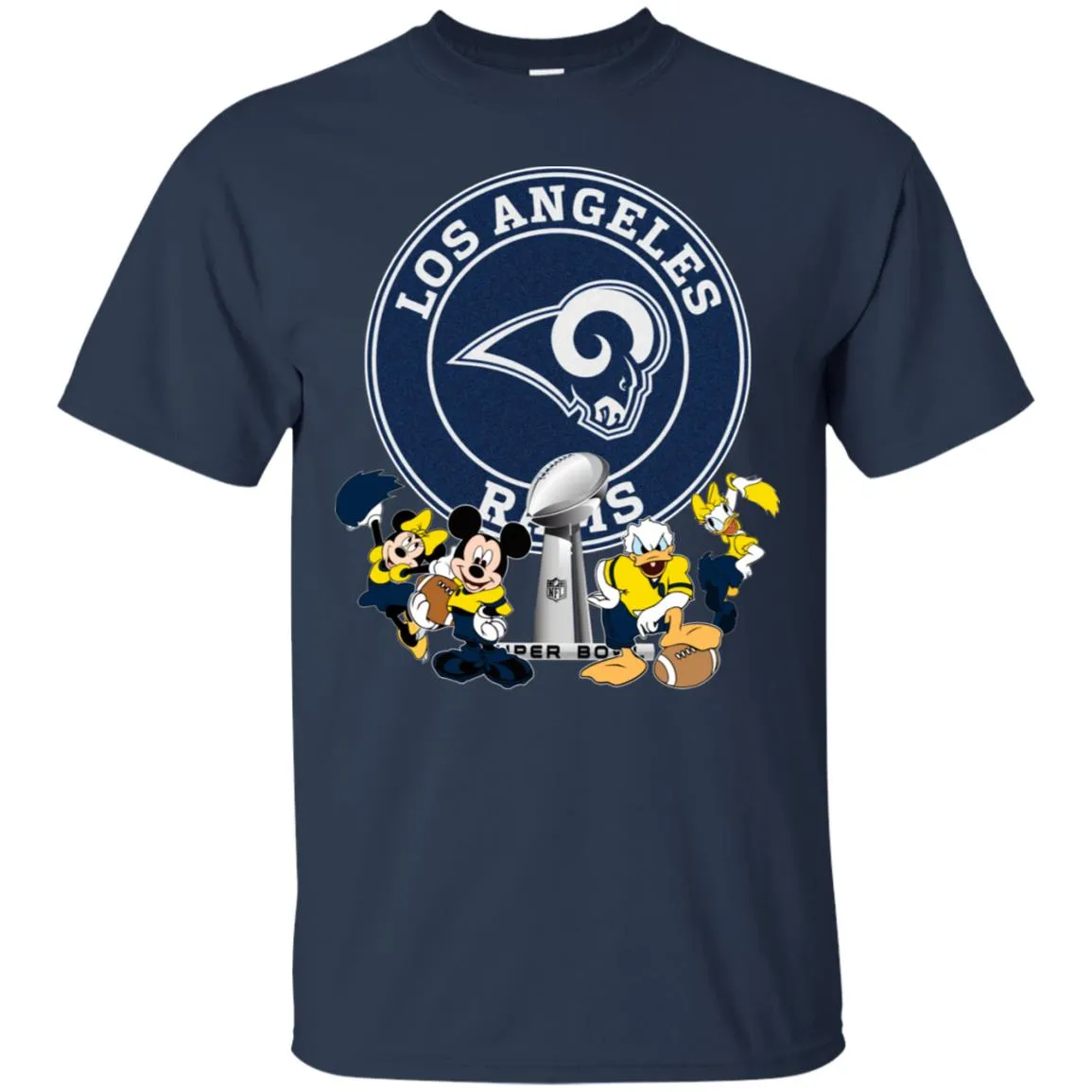 Nfl – Los Angeles Rams Super Bowl 2019 Mickey Mouse Minnie Mouse Donald Duck Daisy Duck Football Men Cotton T-Shirt