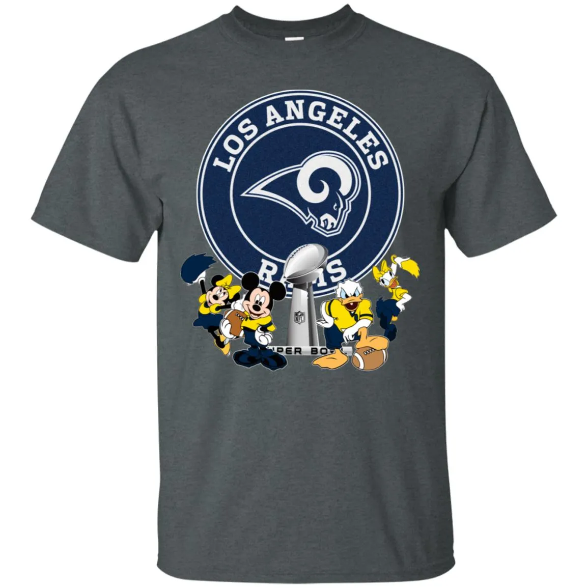 Nfl – Los Angeles Rams Super Bowl 2019 Mickey Mouse Minnie Mouse Donald Duck Daisy Duck Football Men Cotton T-Shirt