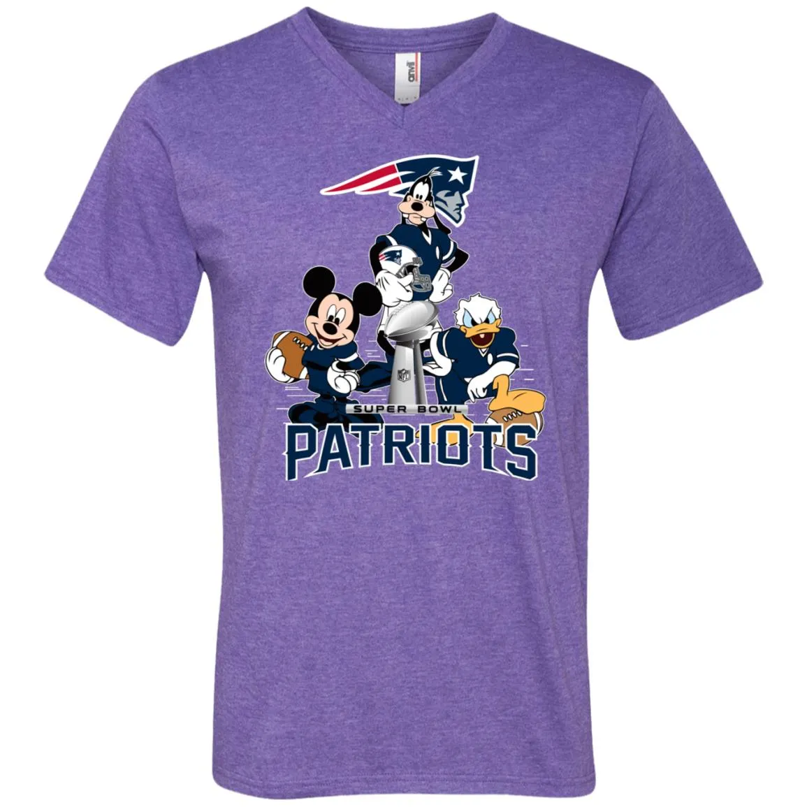 Nfl - New England Patriots Donald Duck Goofy Mickey Mouse Super Bowl 2019 Football Men V-Neck T-Shirt