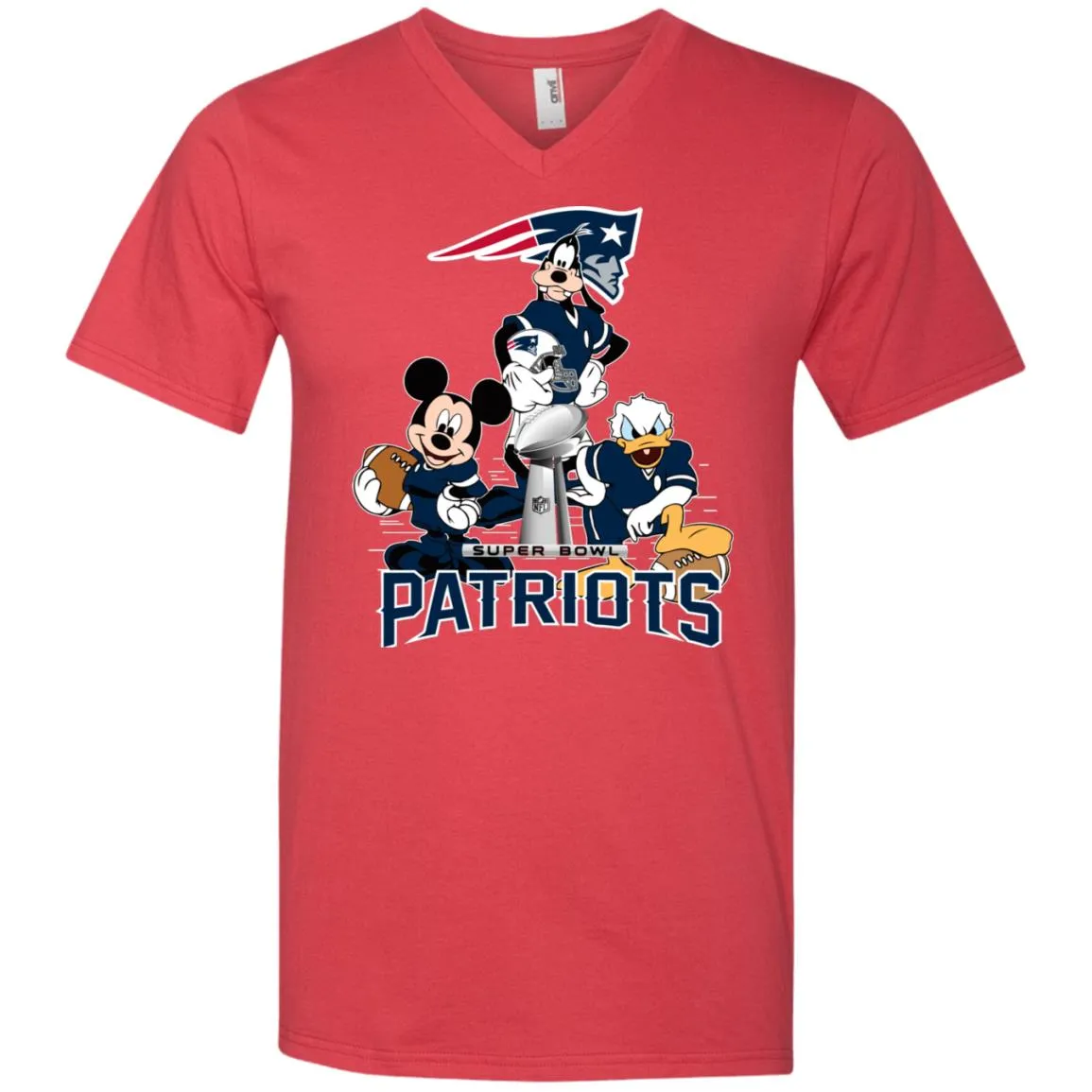 Nfl - New England Patriots Donald Duck Goofy Mickey Mouse Super Bowl 2019 Football Men V-Neck T-Shirt