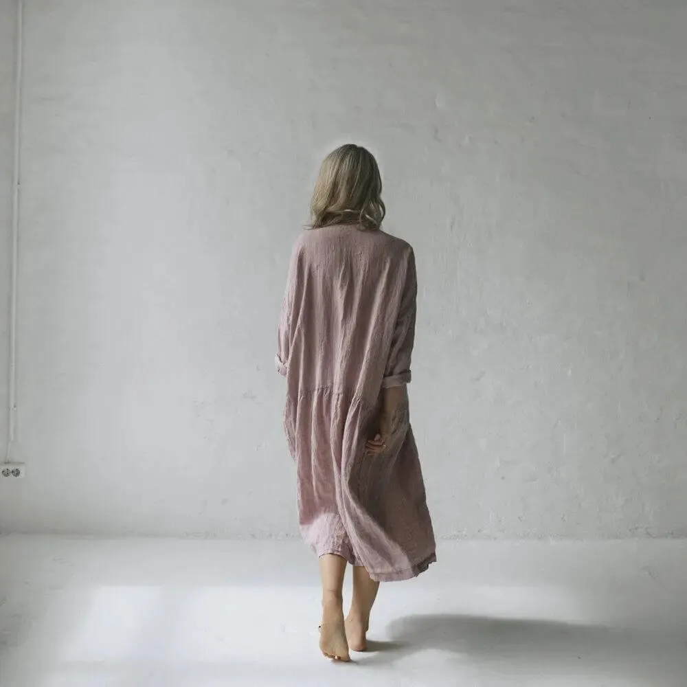 Oversized linen dress - Dusty pink by Seaside Tones