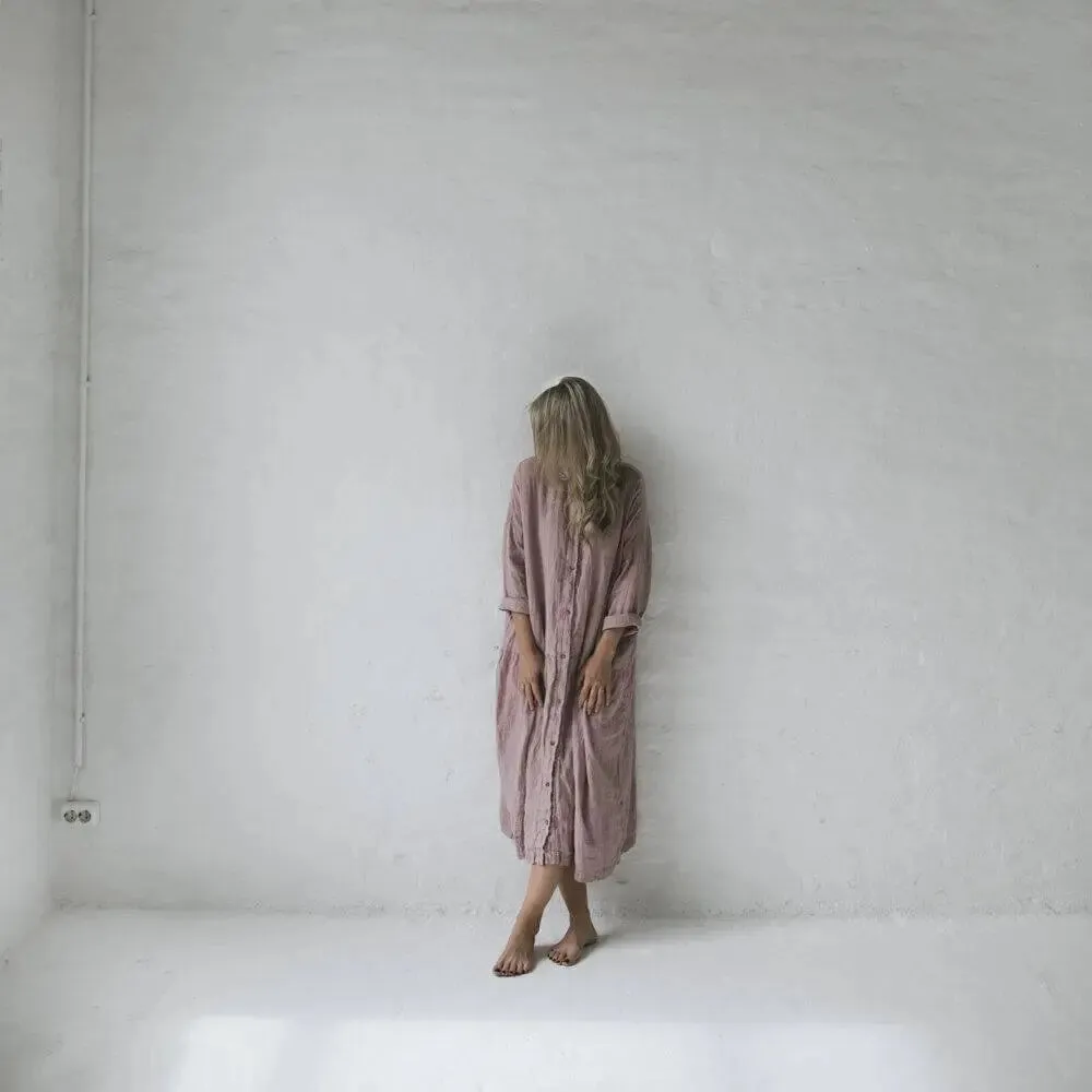 Oversized linen dress - Dusty pink by Seaside Tones